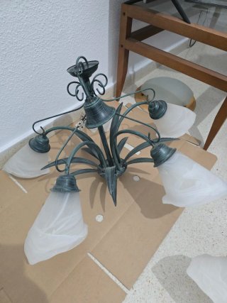 Lámpara de salón flor cristal metal pack 3