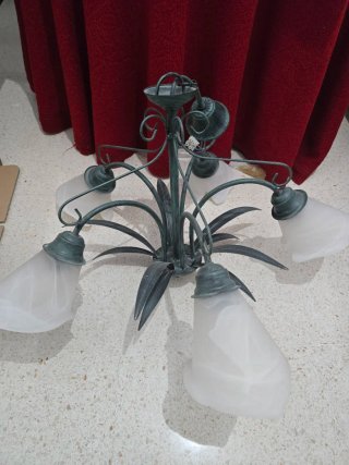 Lámpara de salón flor cristal metal pack 3