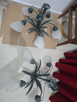 Lámpara de salón flor cristal metal pack 3