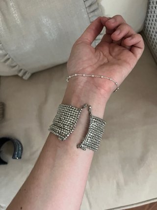 Pulsera brazalete abalorios plata