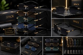 Pack 5 Gafas Sol Unisex Cuadradas