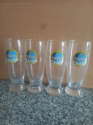 4 Copos Cerveja Sagres Chopp Vidro