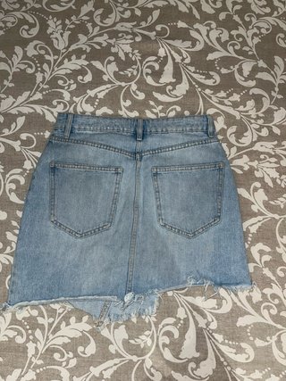 Falda Vaquera Zara Talla M Deshilachada Asimétrica