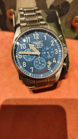 Orologio avion Cronografo Blu militare