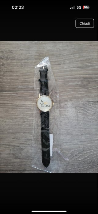 Orologio Je t'aime nero e oro