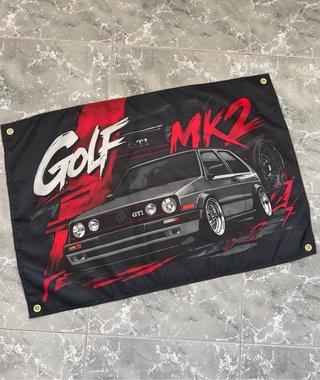 Bandera decorativa VW Golf GTI MK2 logo