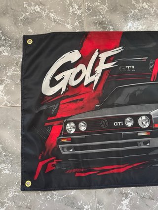 Bandera decorativa VW Golf GTI MK2 logo