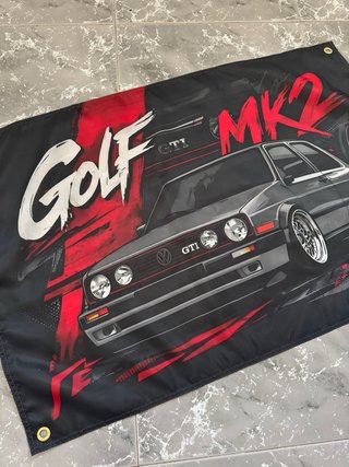 Bandera decorativa VW Golf GTI MK2 logo