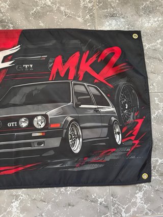 Bandera decorativa VW Golf GTI MK2 logo