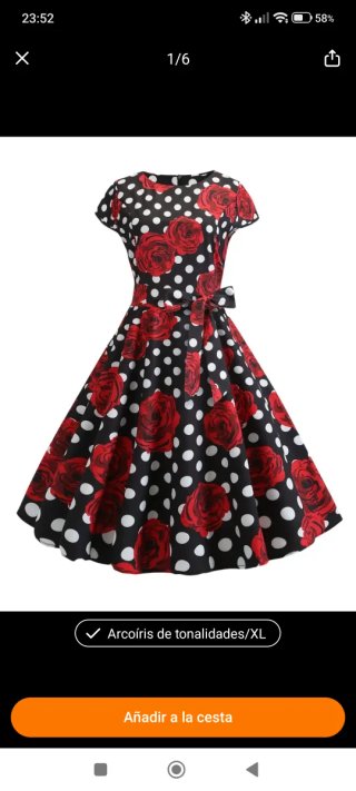 Vestido Pinup Vintage Negro/rojo. Talla XL/44