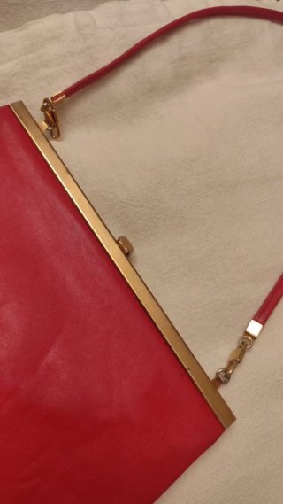 Bolso Rojo  Vintage de Piel Genuina