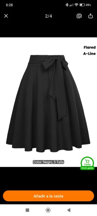 Falda negra acampanada vintage Talla XL/44