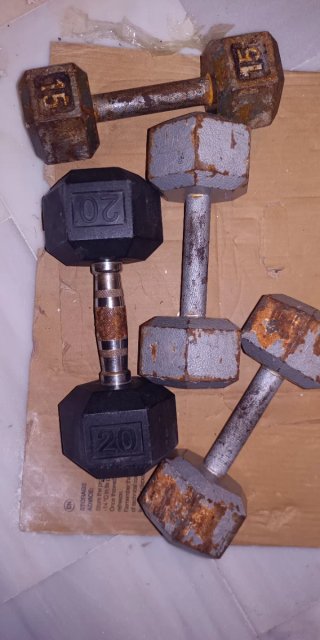 4 Mancuernas Vintage 15 y 20 kg