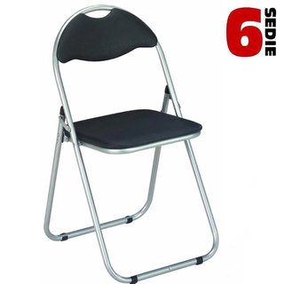 Set 6 Pezzi Sedie Imbottite Pieghevoli Colore Nero