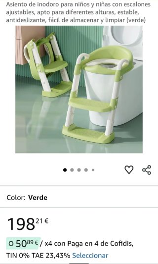 Asiento Escalera Inodoro Infantil Verde sin uso si