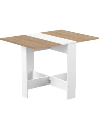 Mesa plegable de Amazon en color blanco y roble