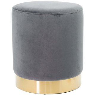Pouf Poggiapiedi in Velluto Grigio Struttura in legno