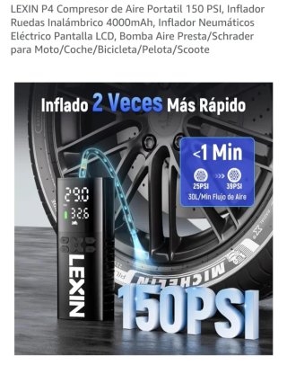 LEXIN P4 Inflador Neumáticos Portátil 150 PSI