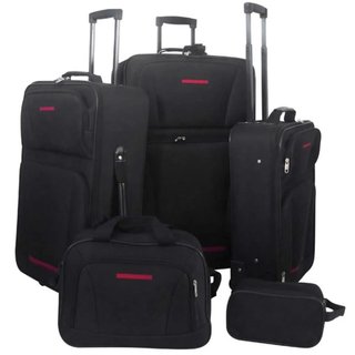 Set da Viaggio Trolley e Borse 5 pezzi Tessuto con