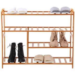 Scarpiera Scaffale Libreria Casa 5 Ripiani Legno Bambu