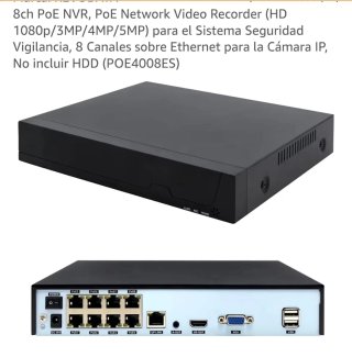NVR PoE 8 Canales 1080p/3MP/4MP/5MP