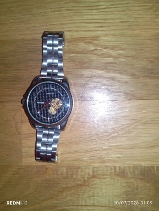 Reloj Guer Automático Negro y Plateado y dorado