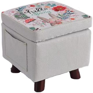 Pouf Contenitore in Tessuto Multiuso Poggiapiedi Sgabello e