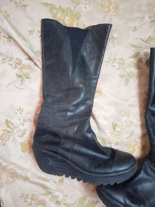 Stivali Fly London Pelle Neri Zeppa 39 - vintage