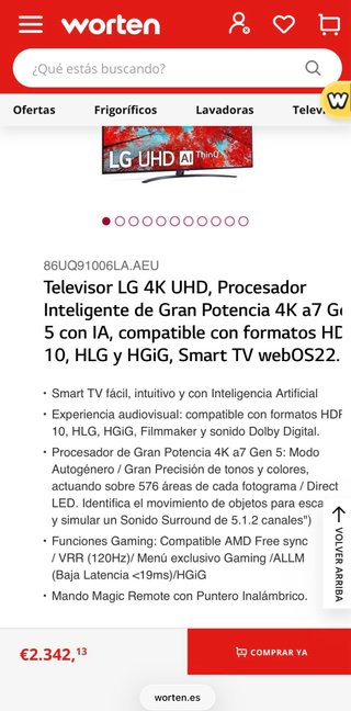 LG 86” 4K Smart TV UQ91006LA - Como nueva