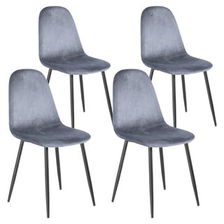 Sedia set 4pz da Cucina in Grigio Polvere Velluto Elegante