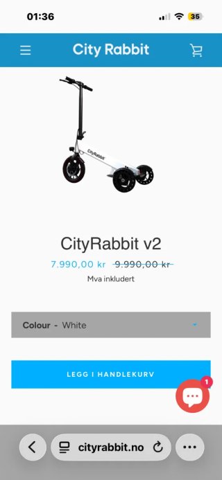 Patinete eléctrico CityRabbit blanco