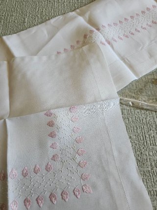 Lenzuolo puro lino con federa rosa