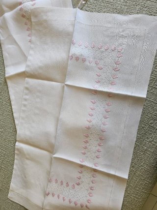 Lenzuolo puro lino con federa rosa