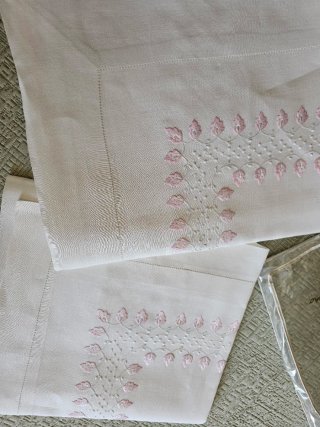 Lenzuolo puro lino con federa rosa