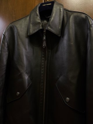 Louis Vuitton Brown Heavy Leather Bomber Jacket