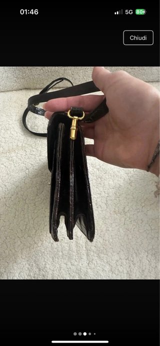 Pochette Nieri Argenti vintage pelle nera oro