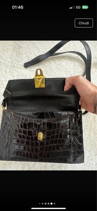 Pochette Nieri Argenti vintage pelle nera oro