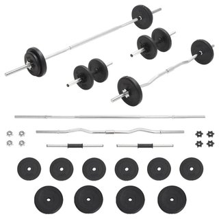 Set Bilanciere e Manubri in Acciaio con Pesi 30 kg Manubri