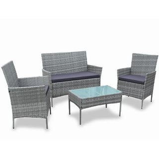 Set Salotto Completo Divano Poltrone Tavolino Poly Rattan