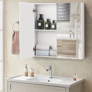 Armadietto da bagno a 2 ripiani con specchio, Armadietto da