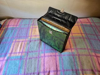 Maletín Vinillos de cuero verde Retro Original!!!!