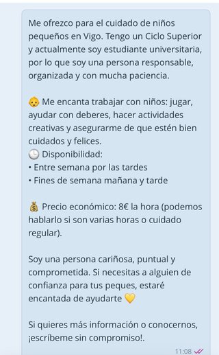 Busco trabajo como niñera, experiencia