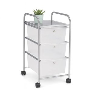 Carrello Cassettiera Multiuso 3 Cassetti Bianco 4Ruote Casa