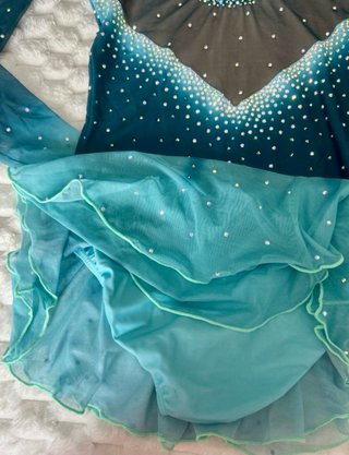 Malla patinaje artístico verde y turquesa