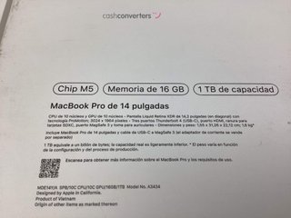 portatil apple apple macboock pro  14 m5 ( a3434)
