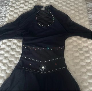 Mallot/Vestido Patinaje Artístico Negro Brillante
