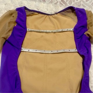 Maillot patinaje artístico morado y plata 12/14