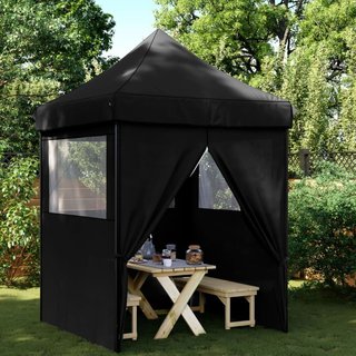Tendone per Feste Pieghevole Tessuto Nero Pop-Up con 4