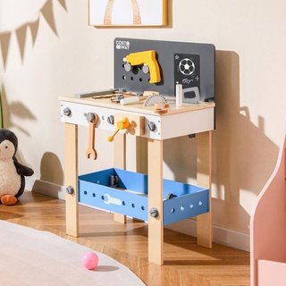 Banco da lavoro per bambini in legno con pannello forato,