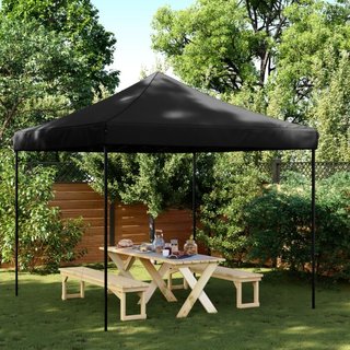 Tenda da Festa Pieghevole Pop-Up Nero in Tessuto Oxford
